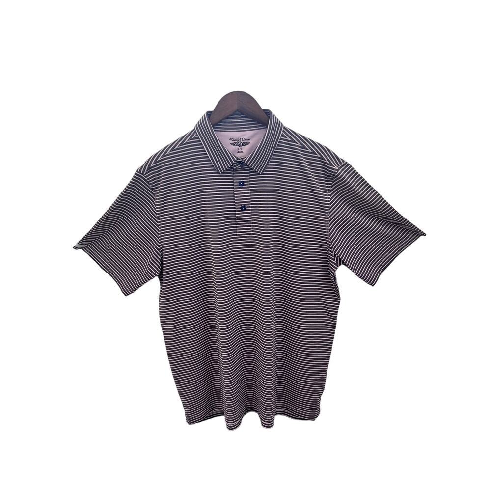 Straight Down Men's Striped Polo Shirt Short Sleeve Size L/G